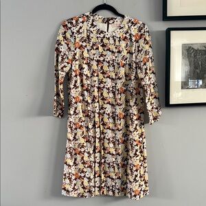 Tory Burch Silk Wool Challis Short Dress Multicolor Floral, Size 0